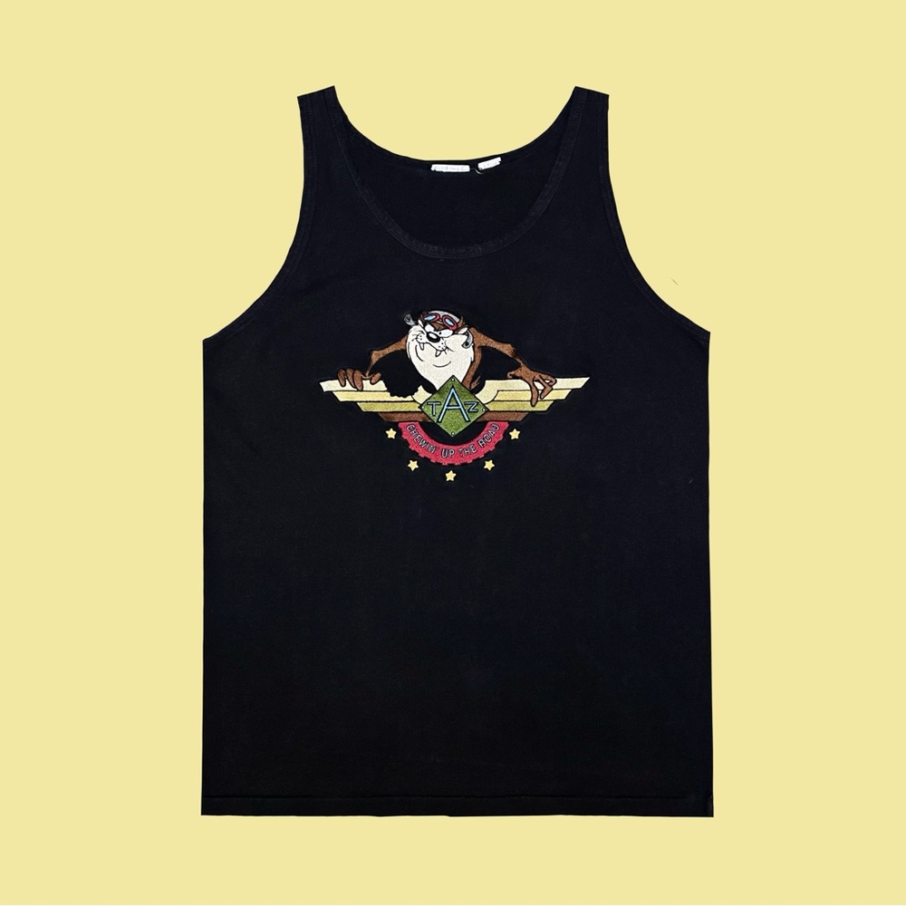 90s Embroidered Taz “Chewin’ Up The Road” Shirt 🏍🌲